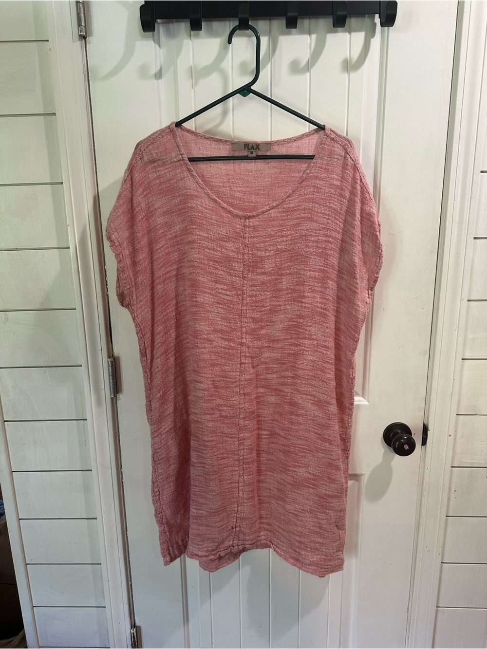 Flax Heathered Blush Relaxed V-Neck shift dress linen/cotton blend